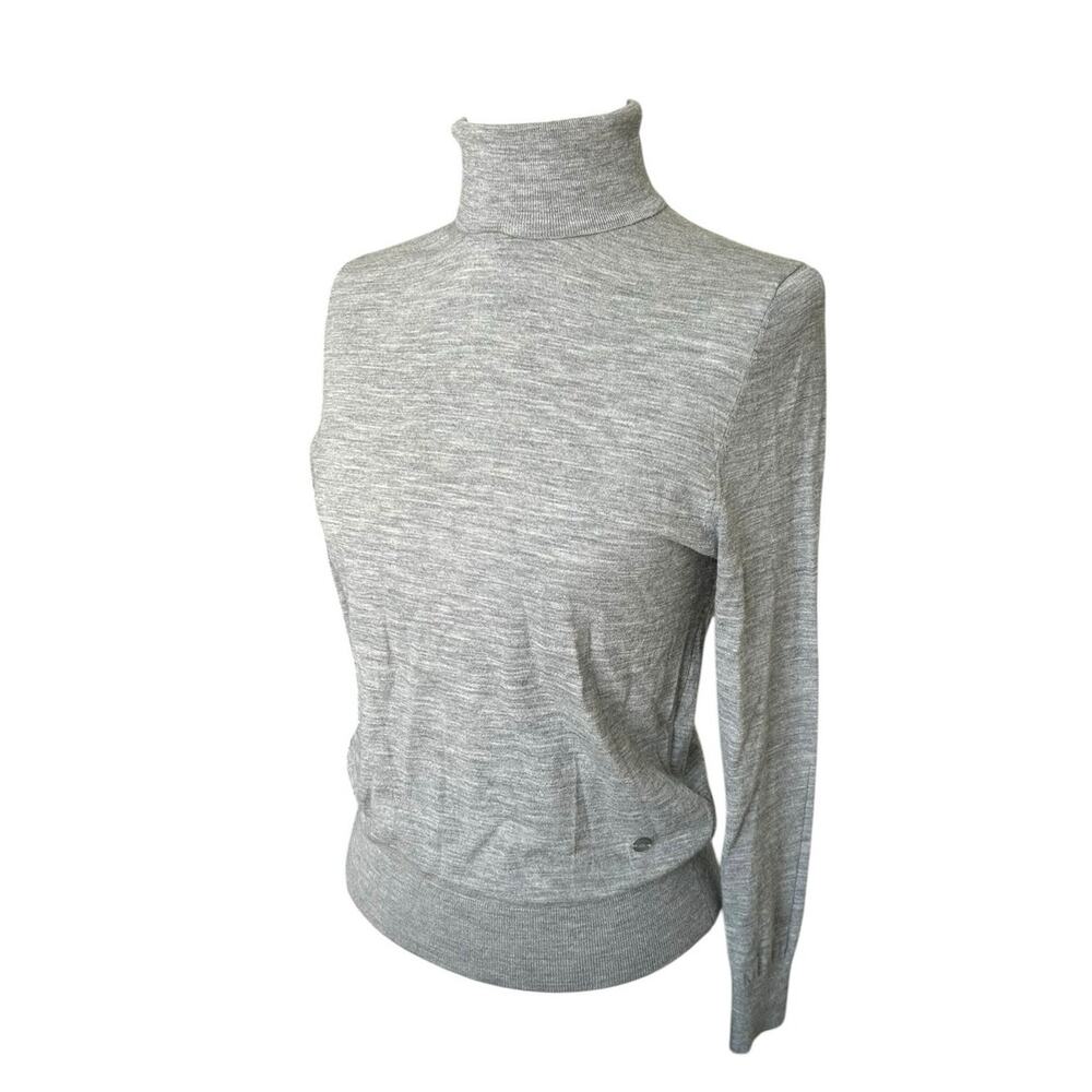 Peter Millar Gray Wool Turtleneck Sweater Lightweight Knit Womens Small S Preppy